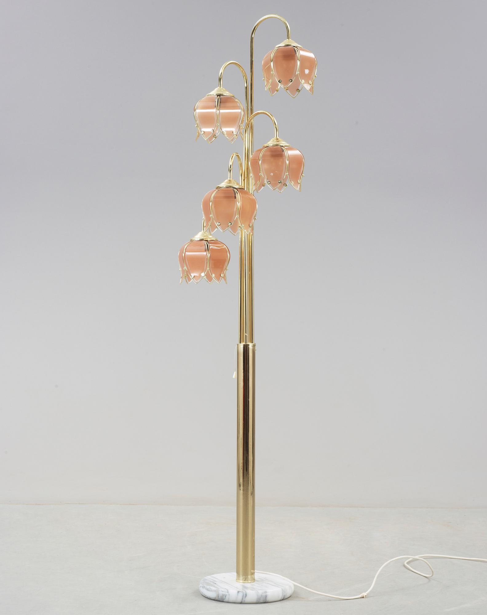 GOLVLAMPA, mässing, 1900-talets hälft.