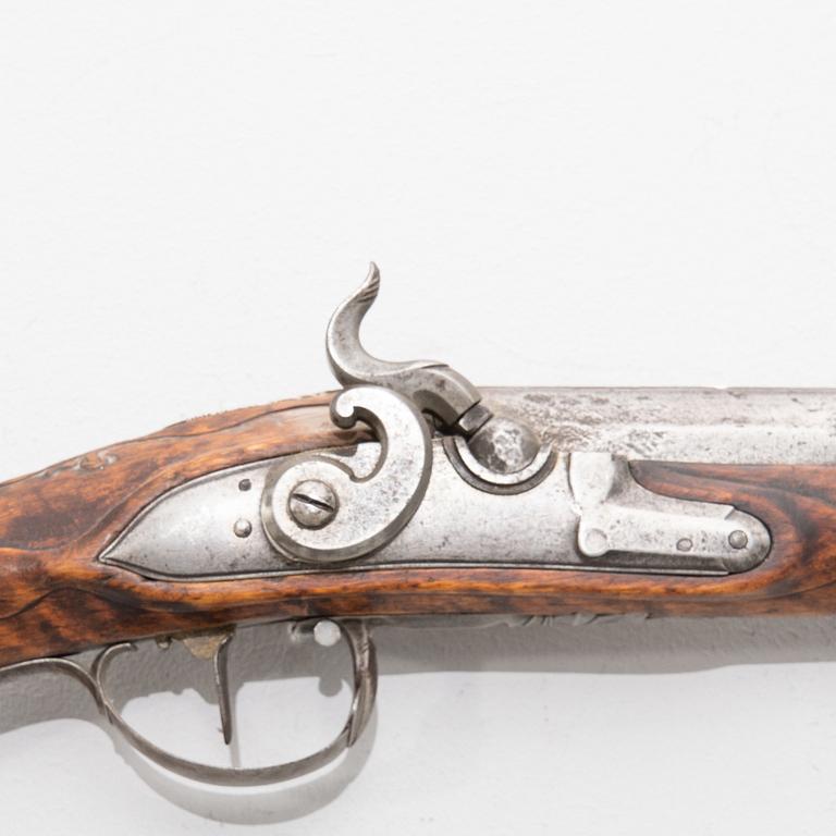 Percussion lock rifle, converted from flintlock, 18th / 19th century.