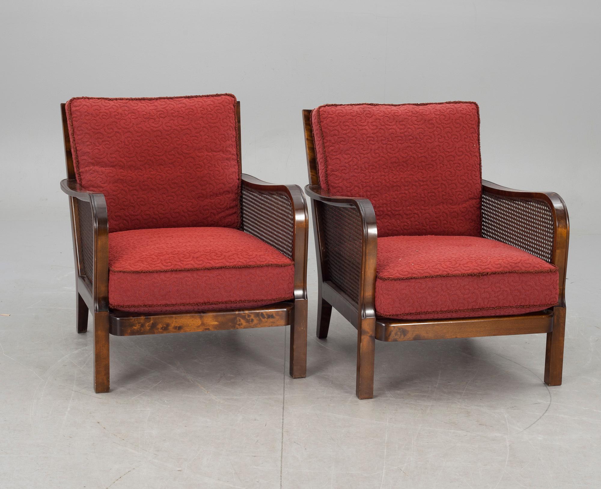 FÅTÖLJER, ett par, art deco, 1900-talets första hälft.