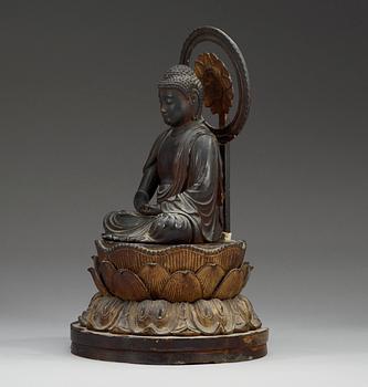 BUDDHA på TRON, trä och lack. Japan, 1800-tal.