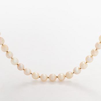 Pärlcollier, odlade pärlor, lås 18K vitguld.