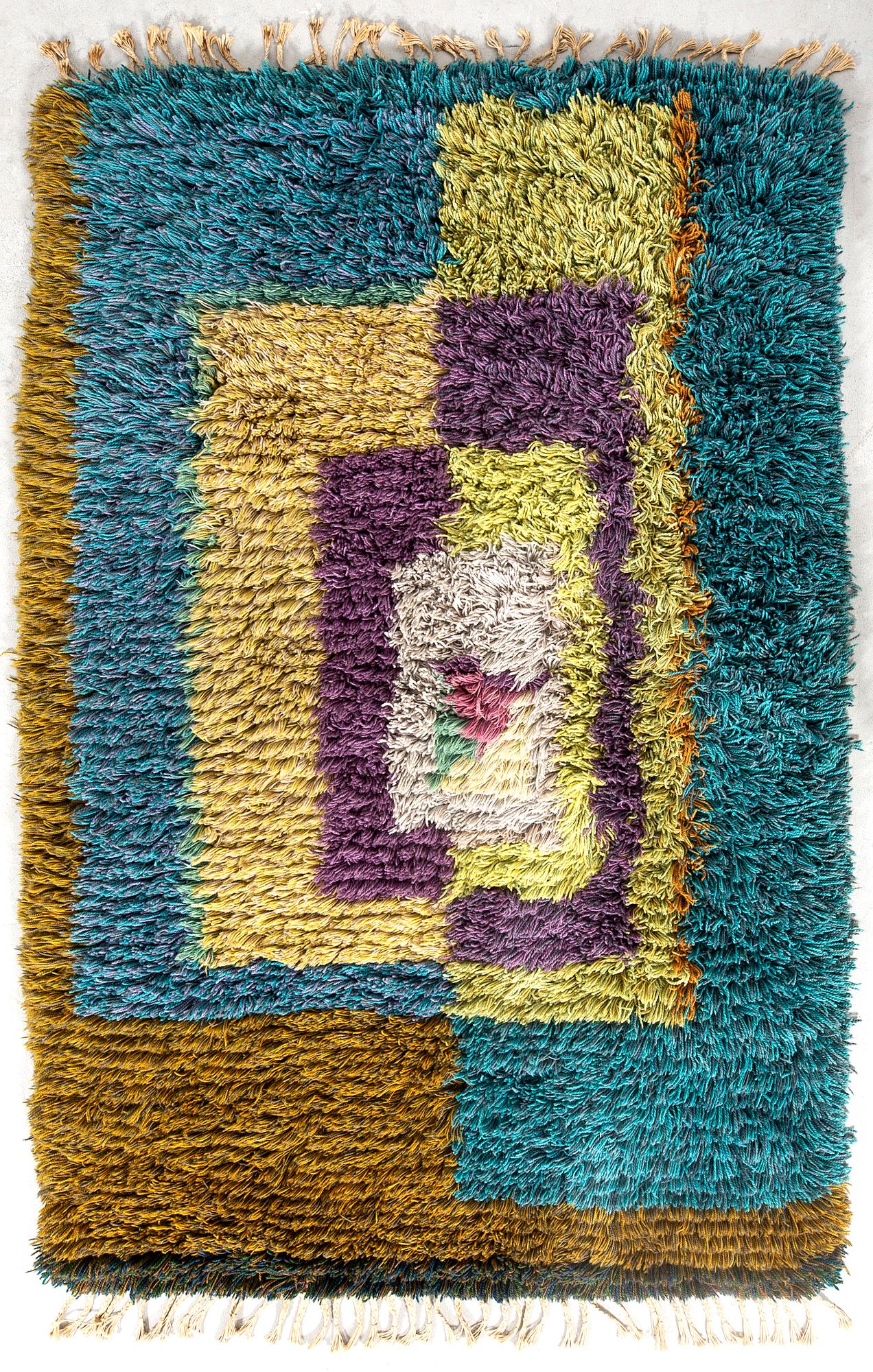 Kurt Pålsson, Ryamatta, "Diamanten" 1900-talet mitt 190x130 cm.