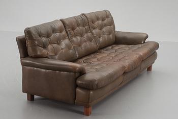 SOFFA, tre-sits, läder, Arne Norell.