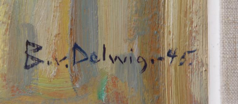 OKÄND KONSTNÄR, olja på pannå, sign Delwig.