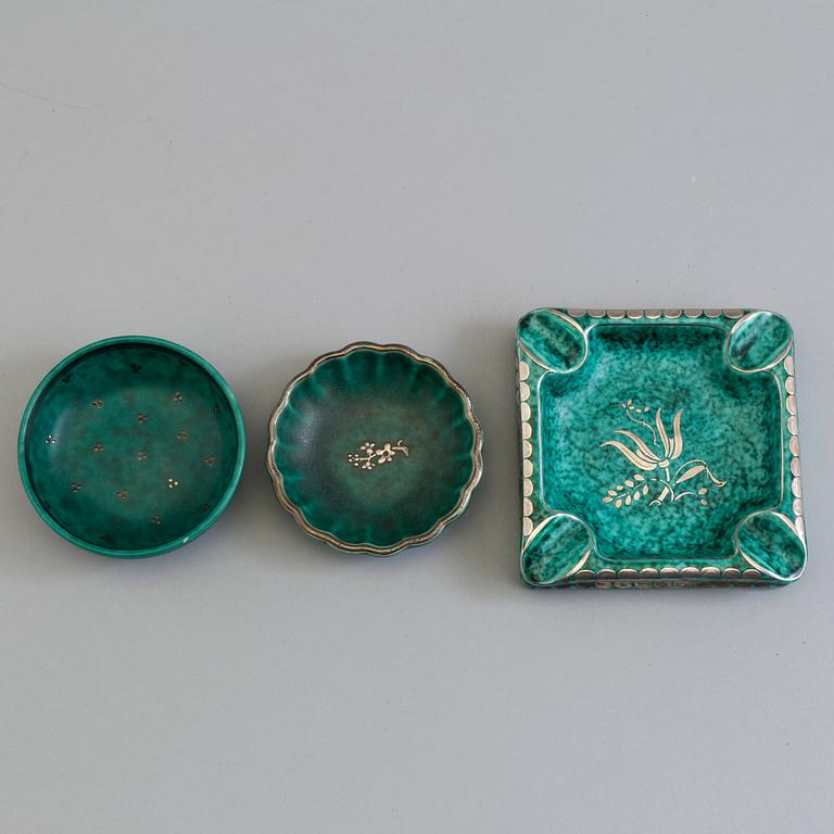 WILHELM KÅGE, six 'Argenta' stoneware pieces from Gustavsberg.