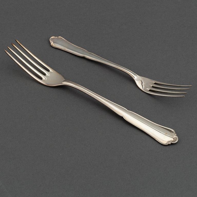 A german silver cutlery service, silver 800, including Bruckmann (68+ 24 pieces).