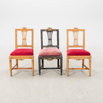 Chairs 3 pcs. Late Gustavian, Lindome works, first half of the 19th century.