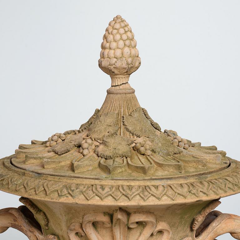 A Swedish Höganäs 1860's stoneware garden urn by Ferdinand Ring.