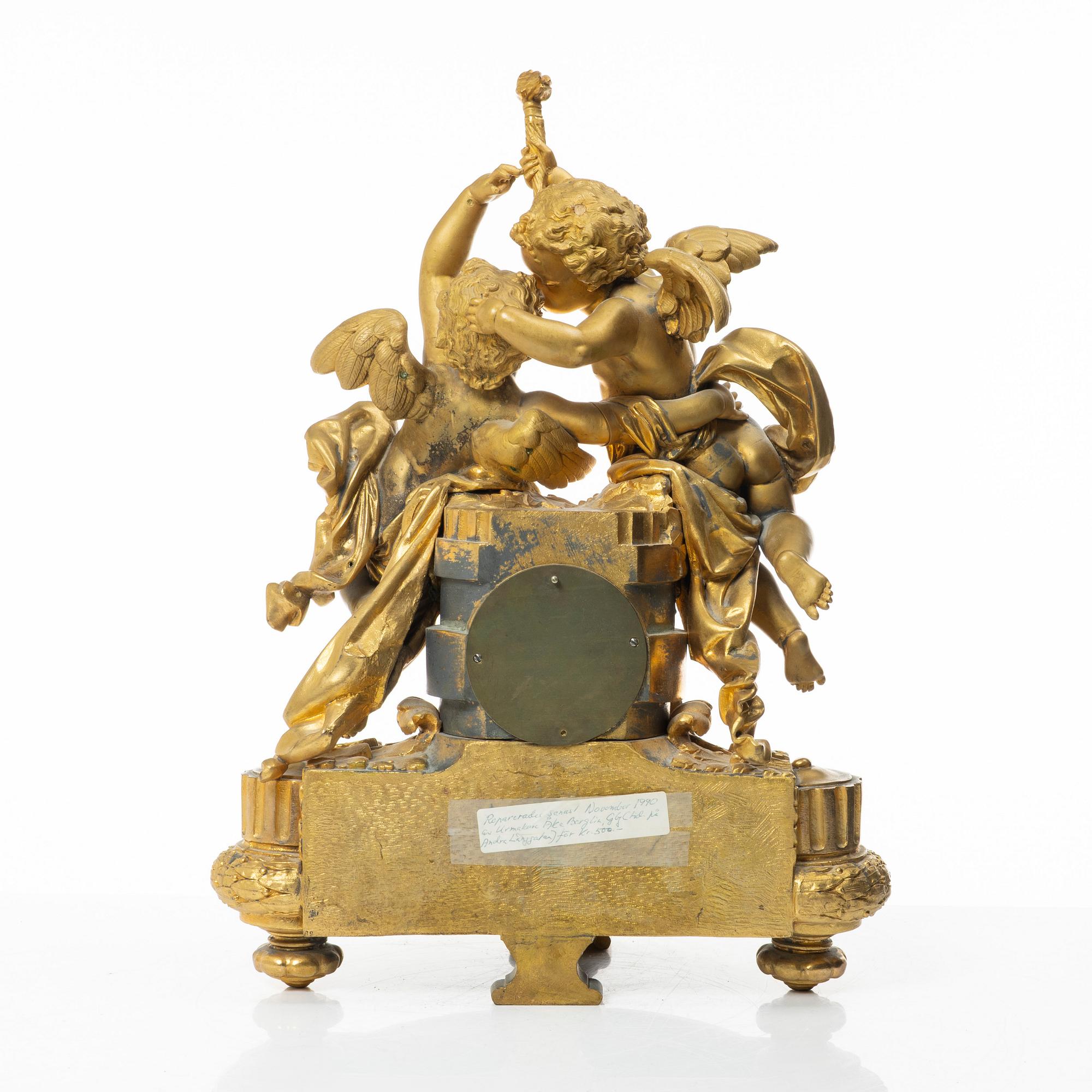 Table pendulum clock, C.L Malmsjö, Gothenburg, Louis XVI style, circa 1900.