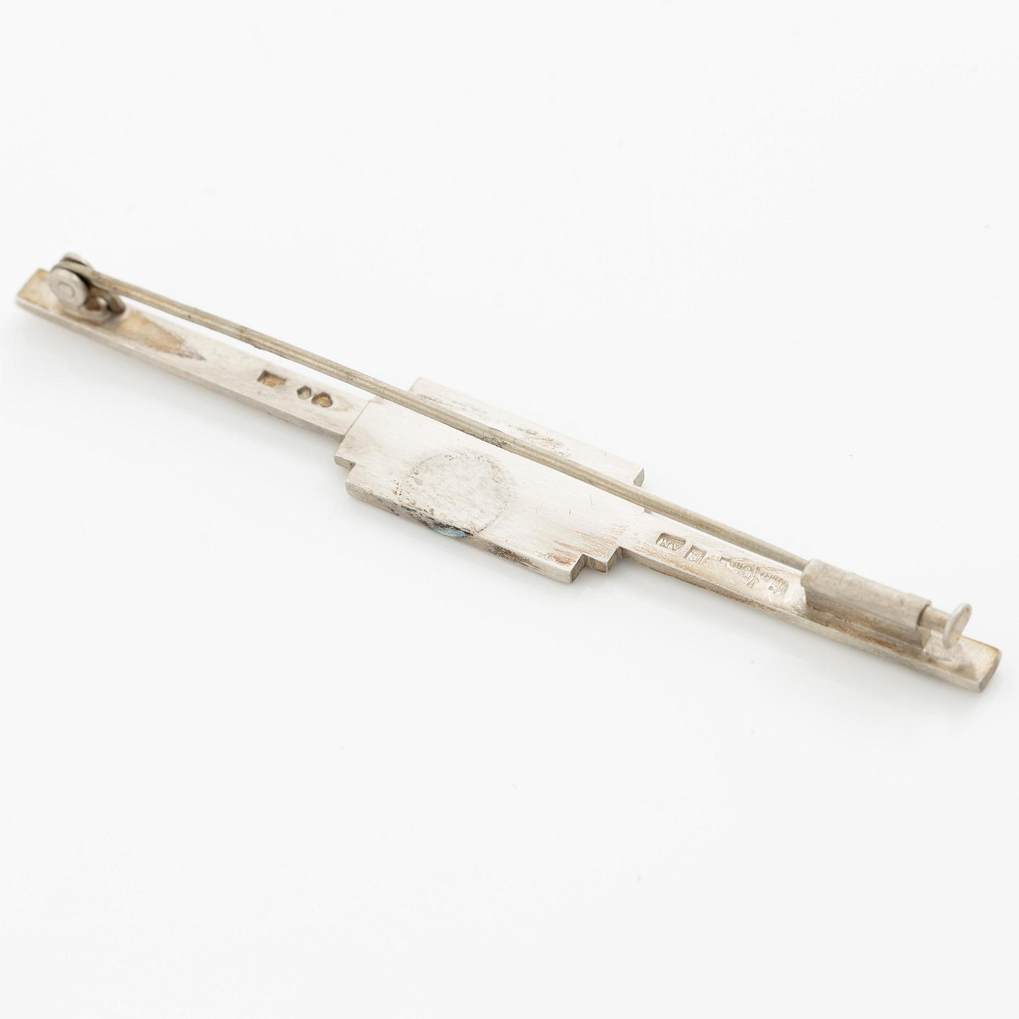 Wiwen Nilsson, a brooch, silver, geometric shape, Lund 1941.