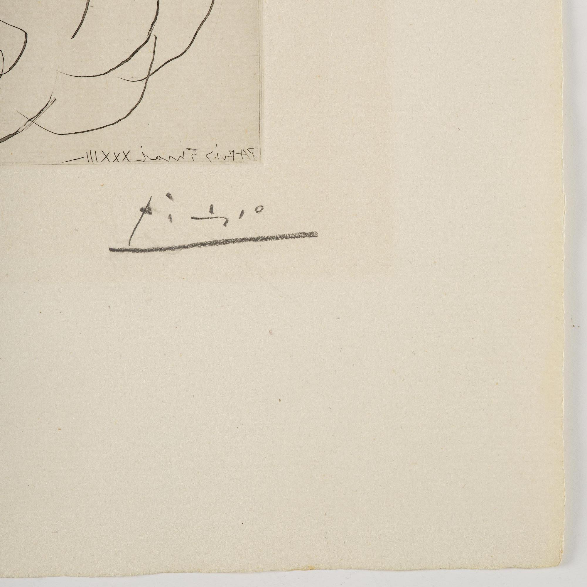 Pablo Picasso, "Femme songeuse et inquiète dans l'atelier de sculpture", from: "La Suite Vollard".