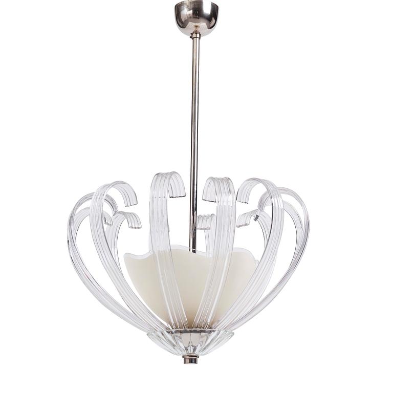 Sven Palmqvist, a ceiling lamp, Orrefors, Sweden, 1940s.