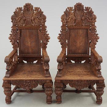 TRONSTOLAR, ett par, barockstil, 1800-tal.
