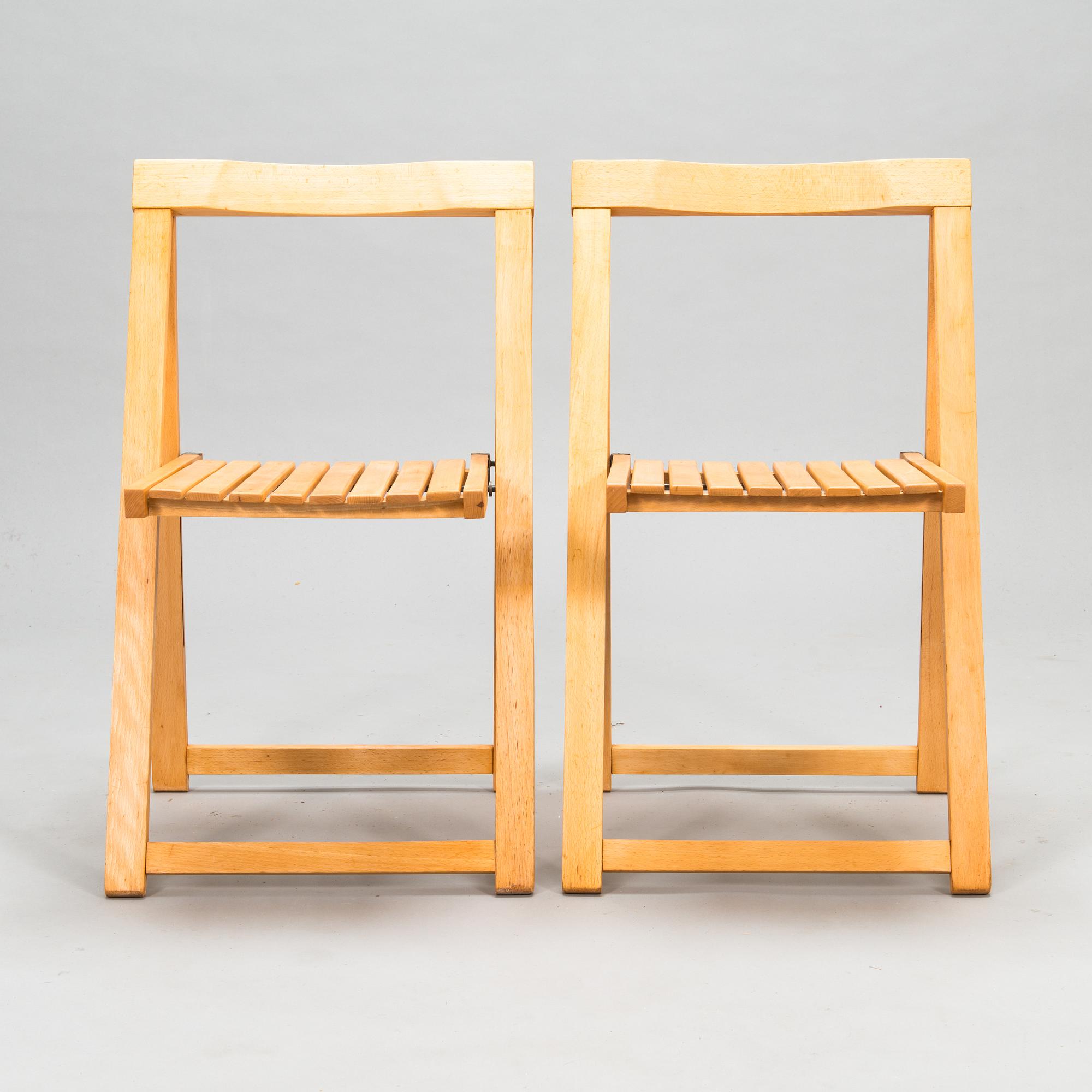 Aldo Jacober, Five 1970's 'Trieste' folding chairs for  Bazzani, Italy.