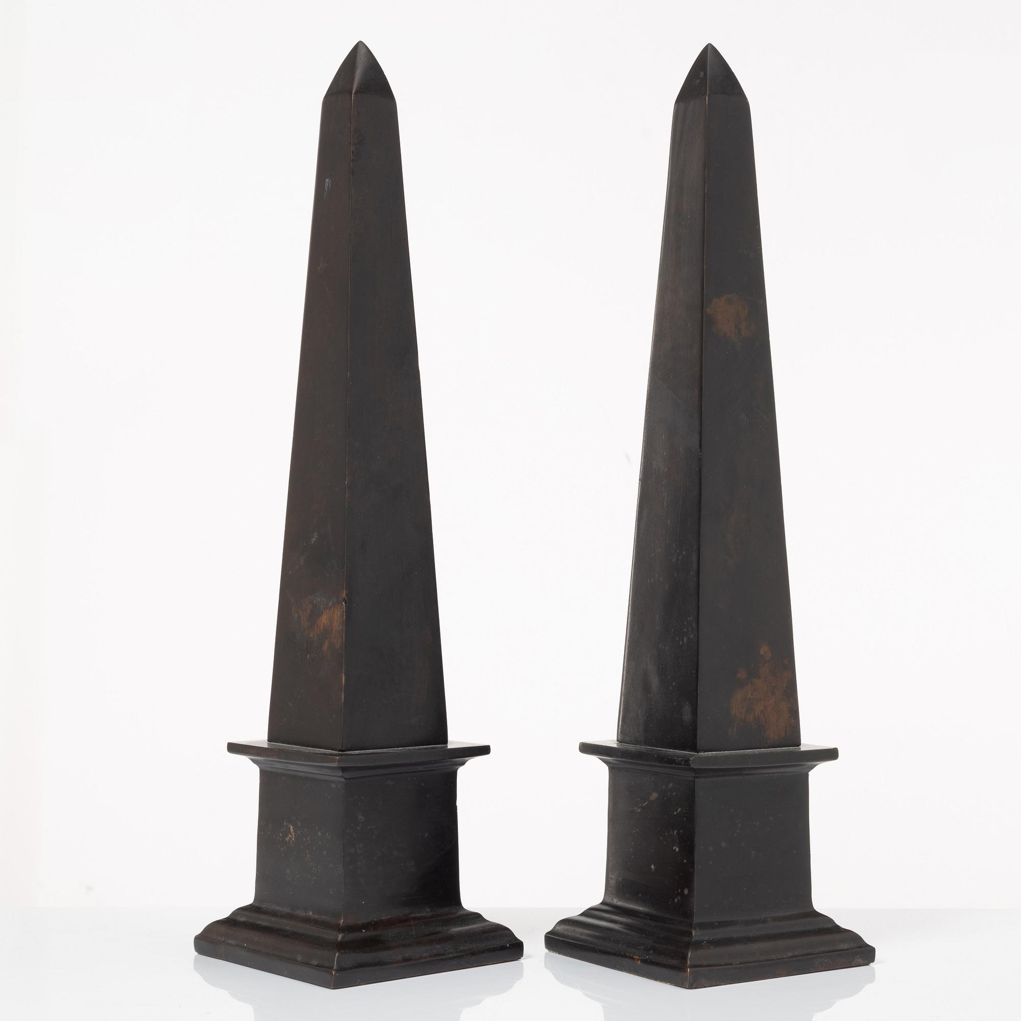 A pair of Obelisks, 20th century.