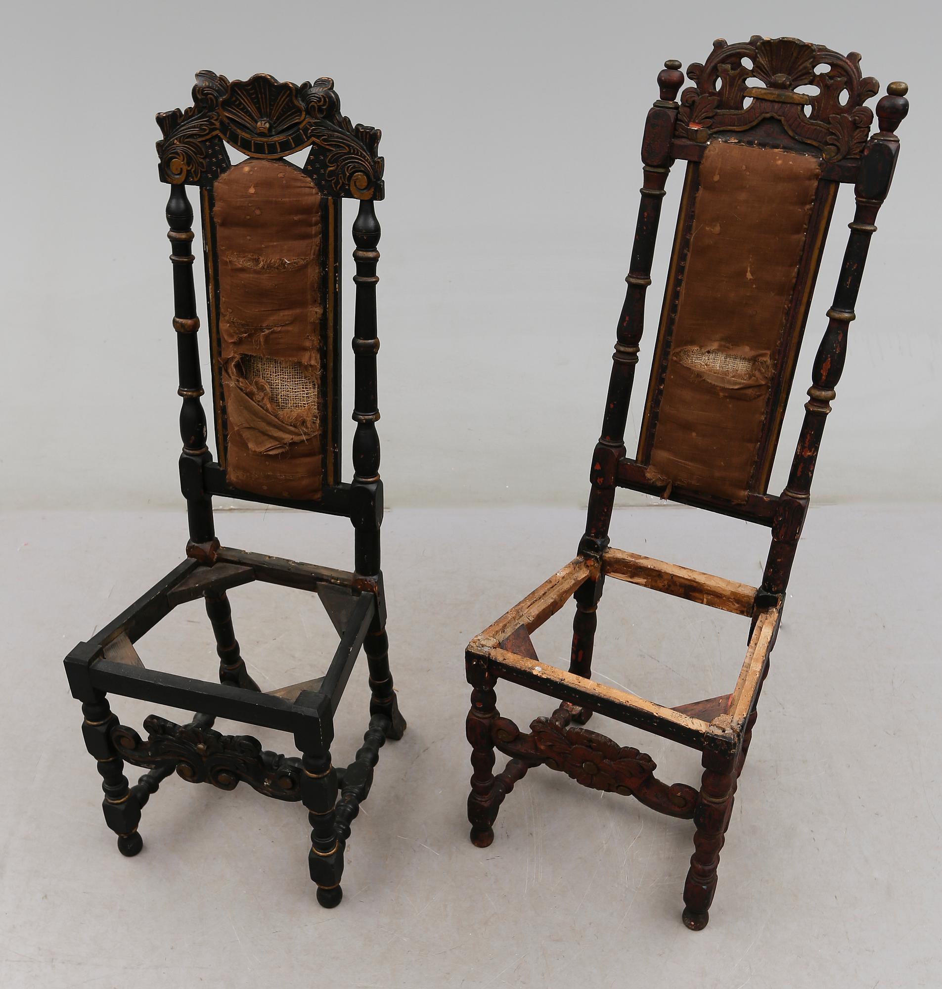STOLAR, 2 st snarlika, barock, 1700-tal.