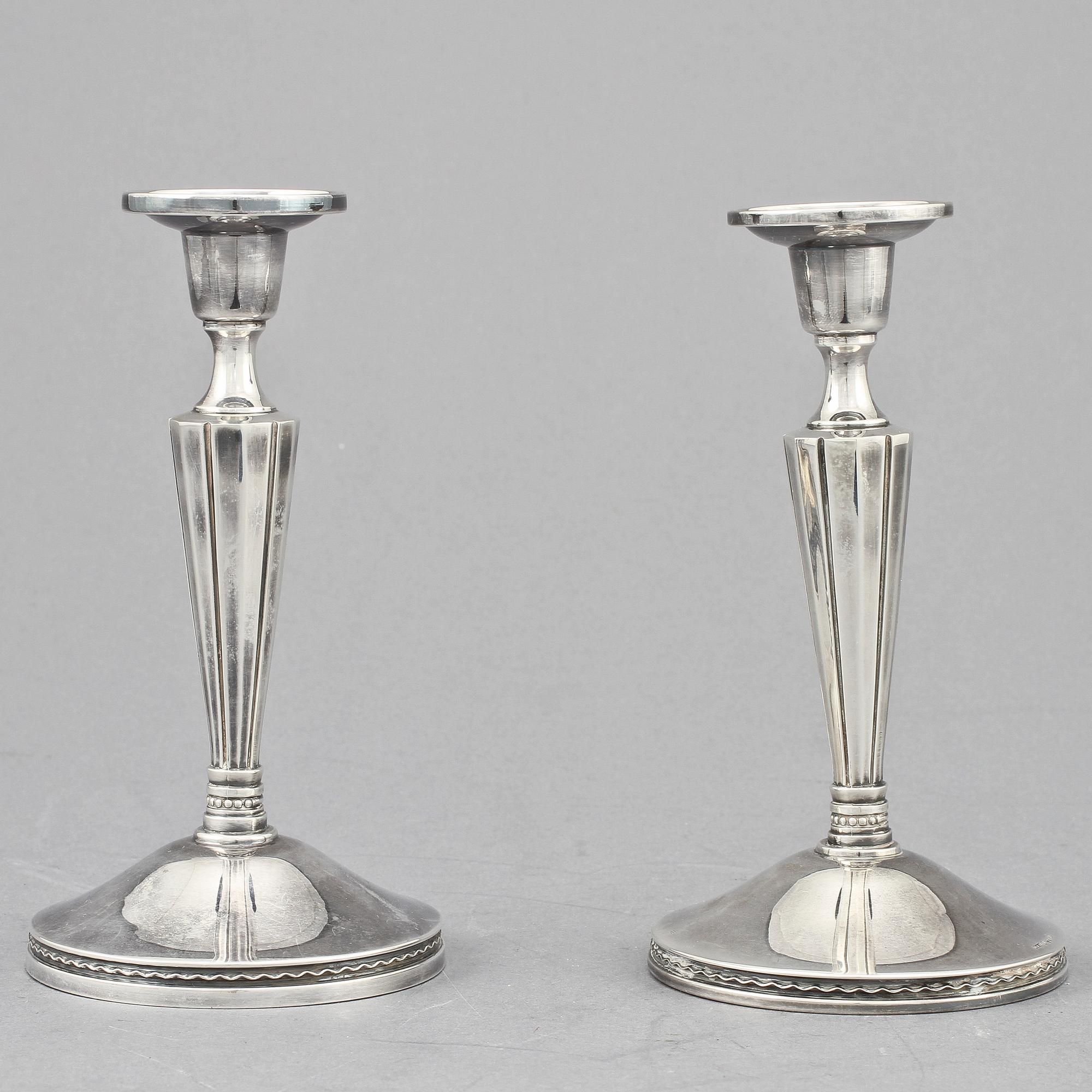 LJUSSTAKAR, ett par, silver, MGAB, Uppsala, 1963.