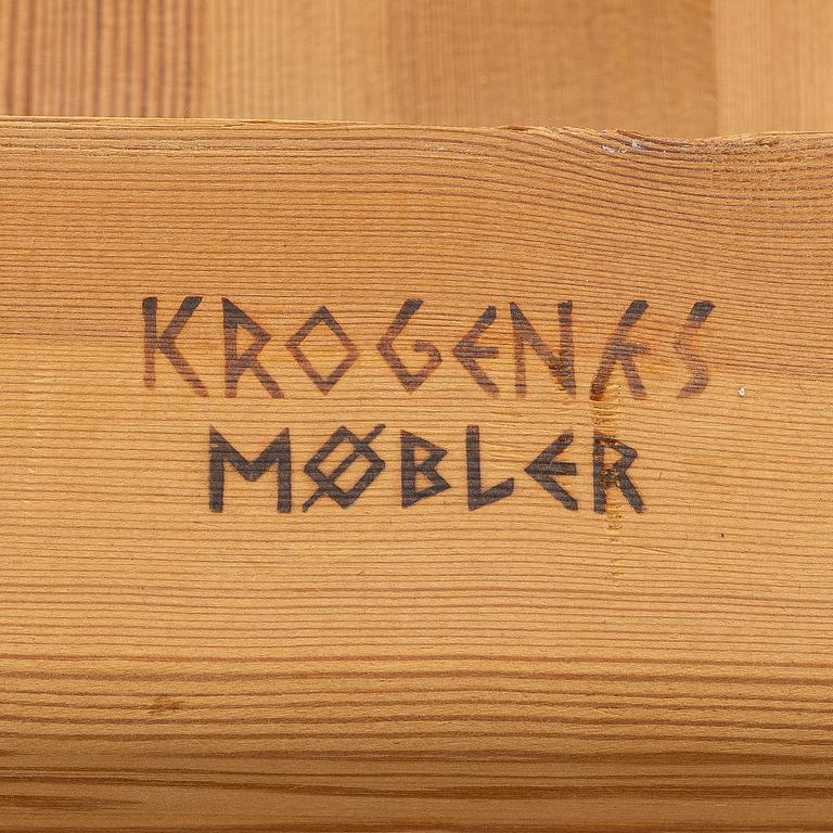A dining table, trestle table, pine, Krogenes Möbler, Norway, mid-20th century.