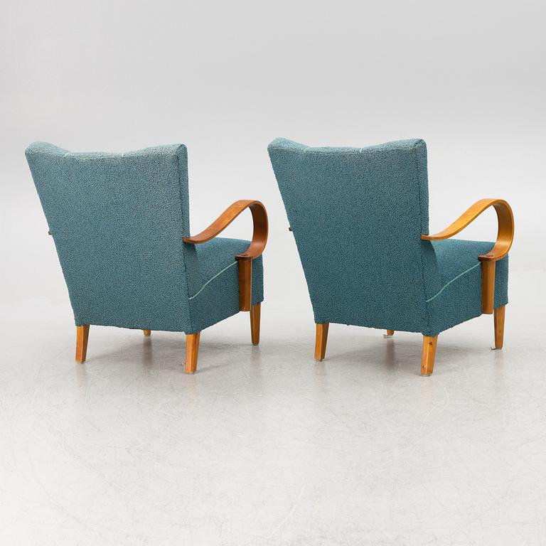 A pair of Swedish Modern armchairs, 1940's.