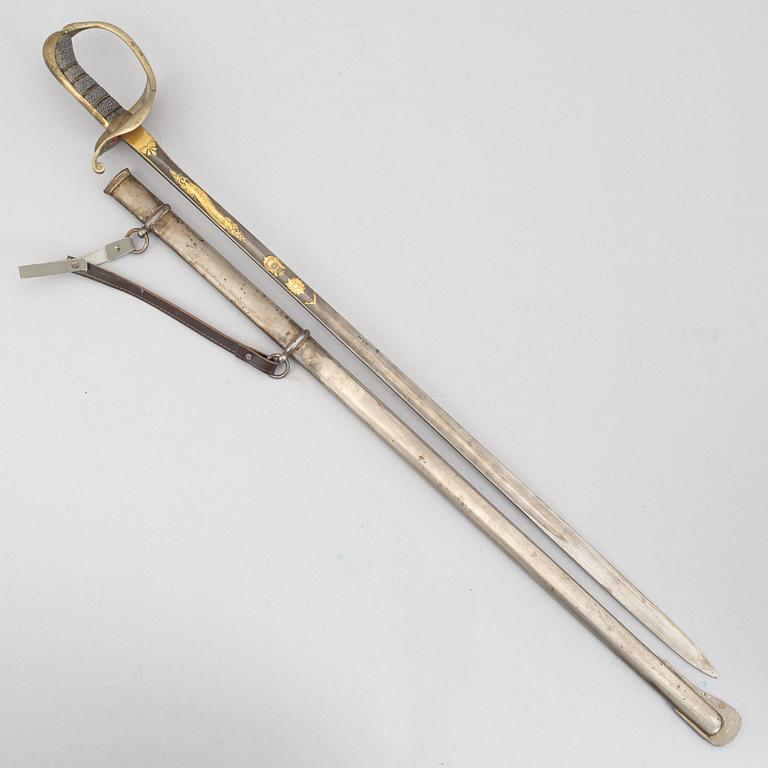 Saber, Swedish, second half of the 19th century, with scabbard.