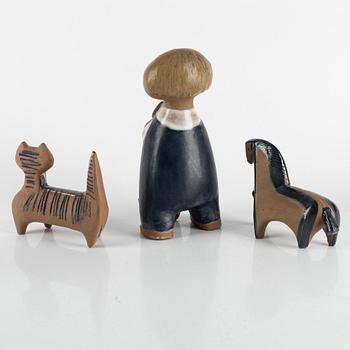 Figuriner, stengods, 6 st, huvudsakligen Lisa Larson, Gustavsberg.