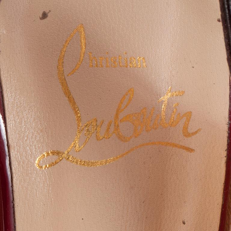 CHRISTIAN LOUBOUTIN, a pair of leopard printed peep-toe sandals. Size 38.