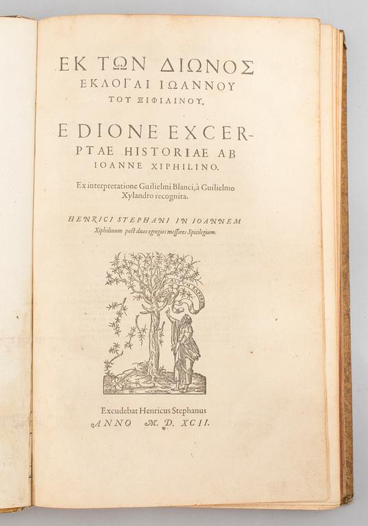 BOOK, Epitome to Dio Cassius, Estienne, 1592.