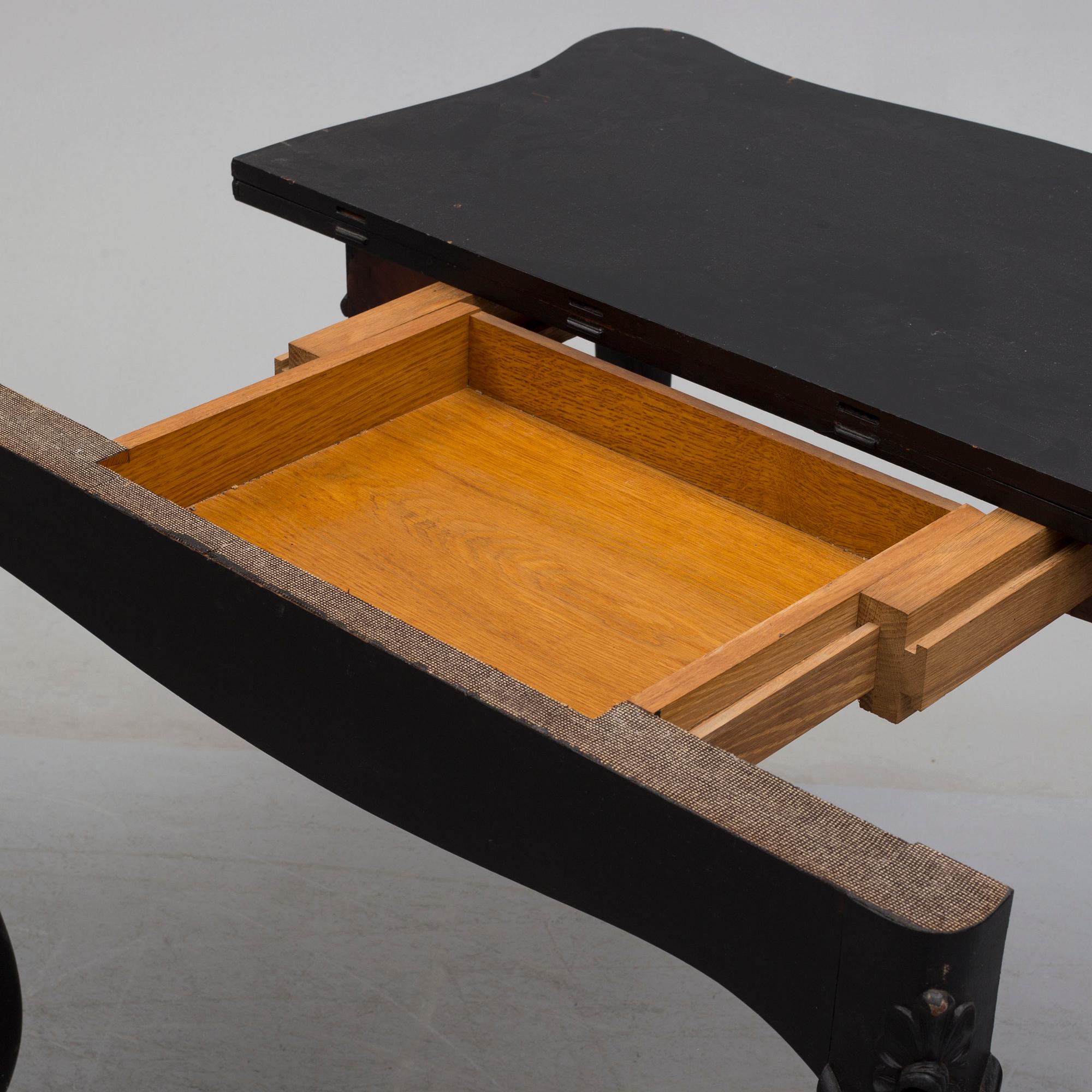 A pair of end of the 19th century new rococo style painted card tables.