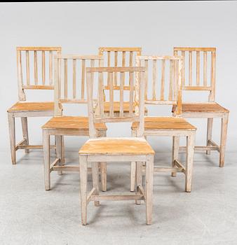 Six painted 'Leksand' chairs, 19th Century.