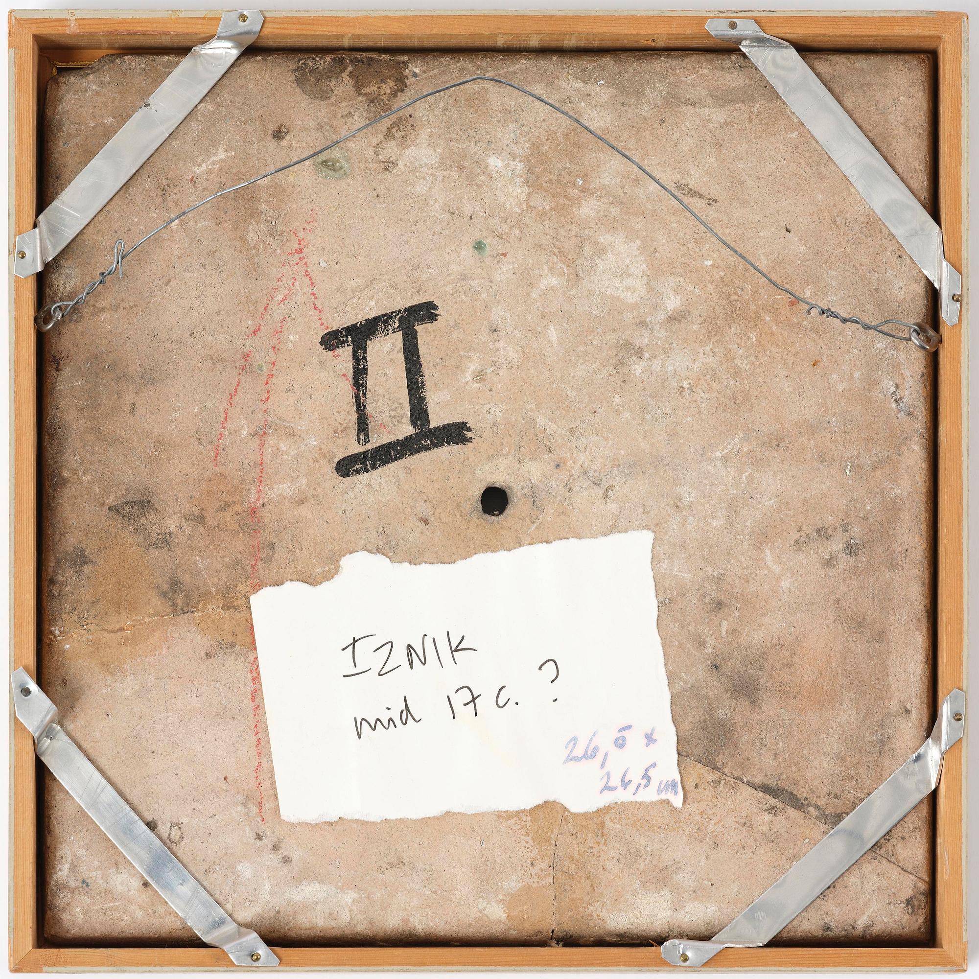 A glazed ceramic tile, Iznik, Ottoman Empire, 17th century.