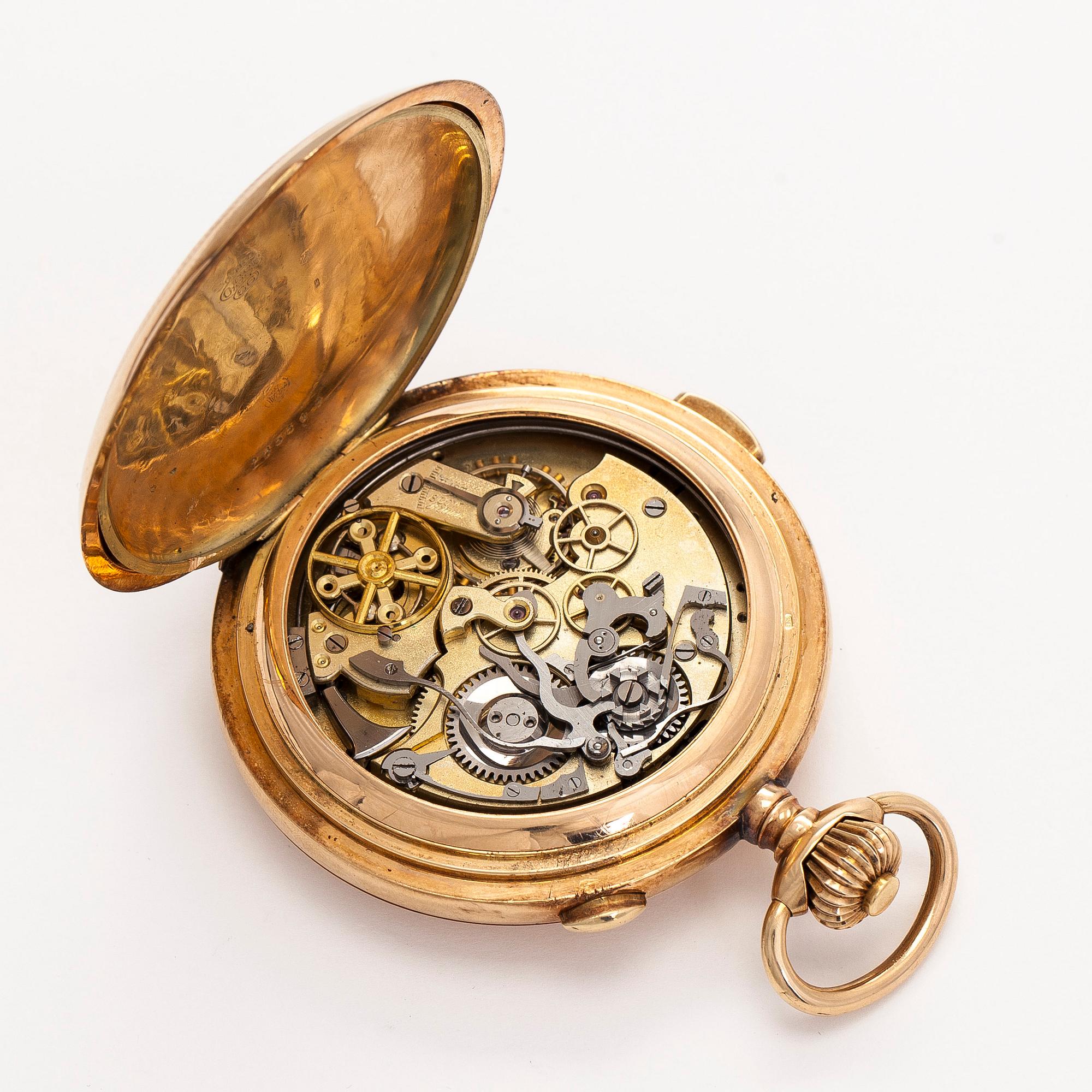 Audemars Frères, pocket watch, hunter, repeater, chronograph, 57 mm.