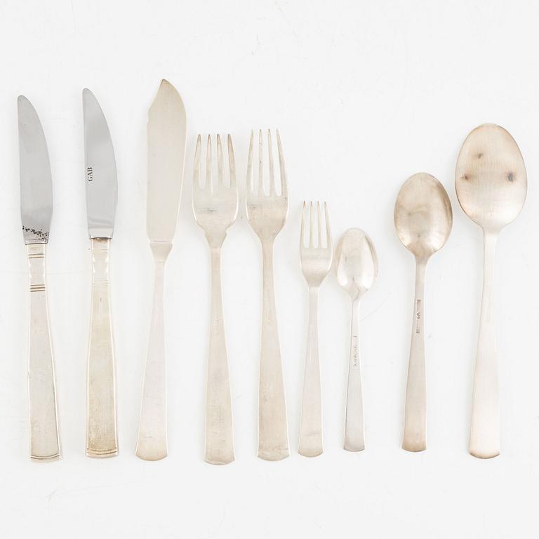 Jacob Ängman, a 90-piece Swedish silver cutlery, model 'Rosenholm', mark of GAB, including Eskilstuna 1990.