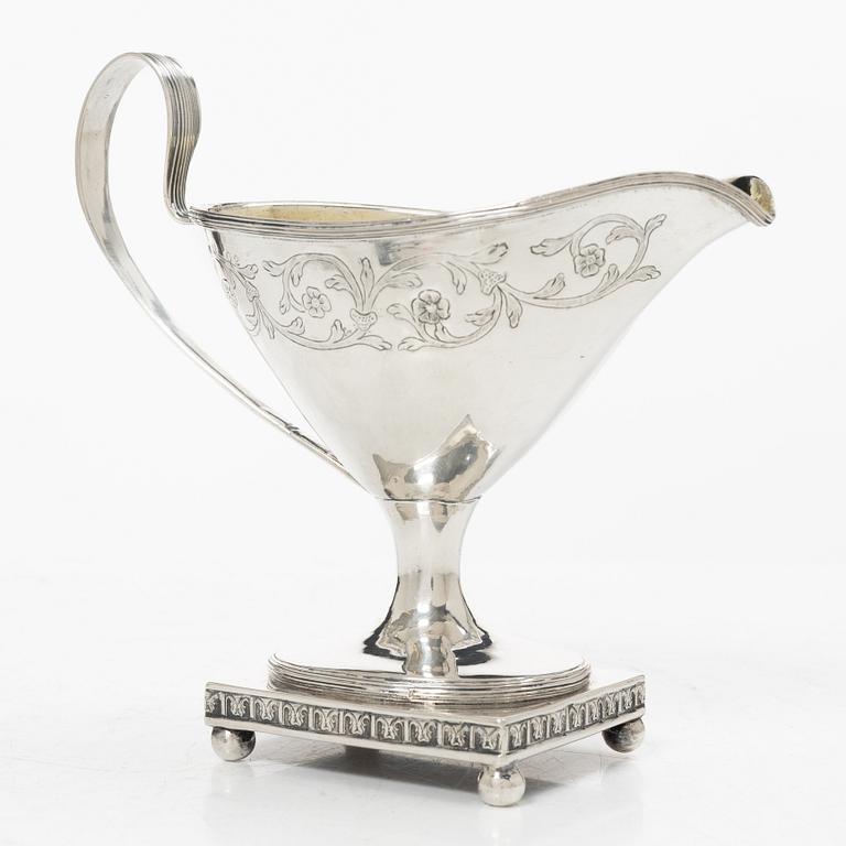 A Swedish late 18th century parcel-gilt silver creamer, mark of Johan Wilhelm Zimmerman, Stockholm 1798.