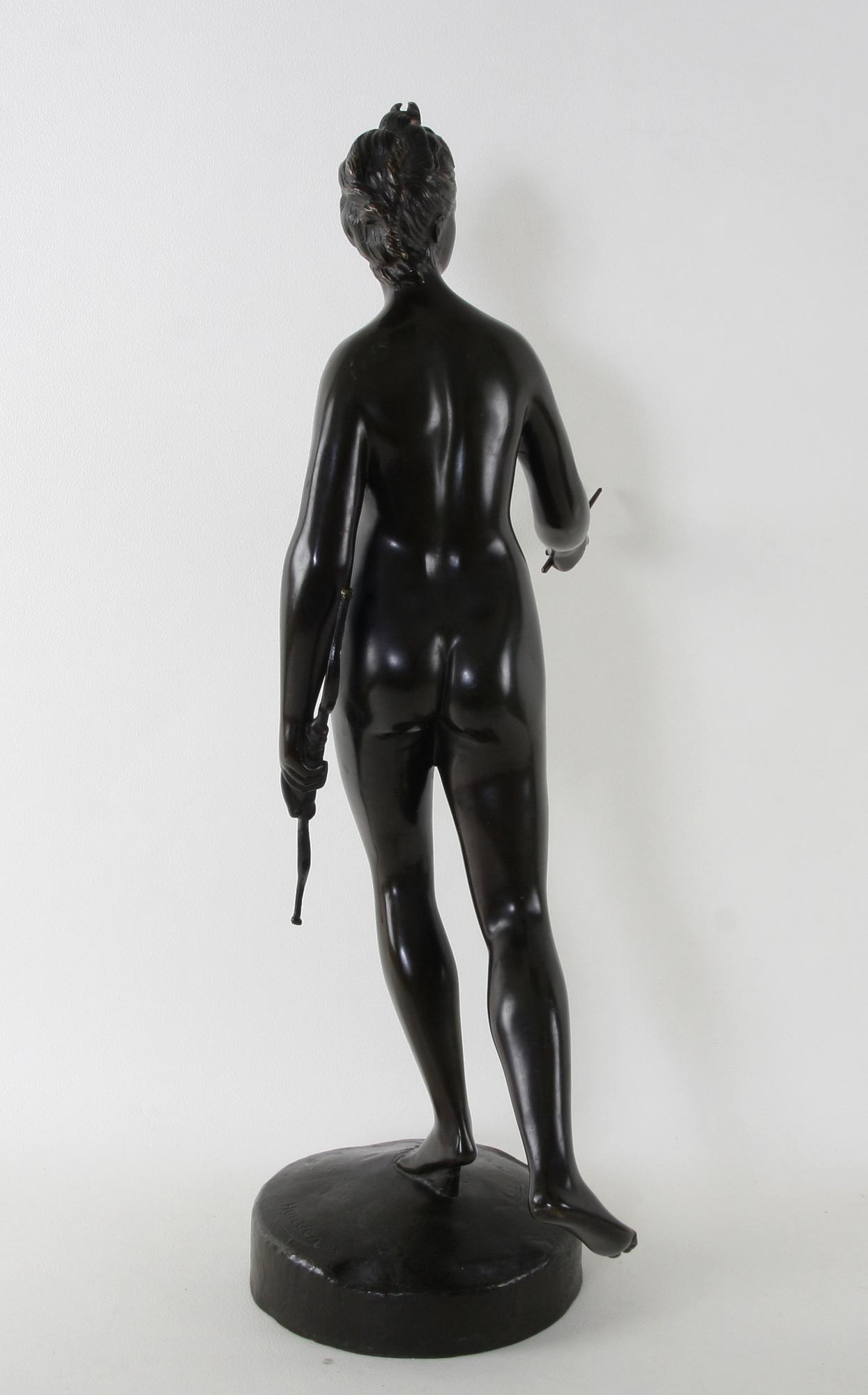 JEAN-ANTOINE HOUDON, efter, skulptur, patinerad brons.