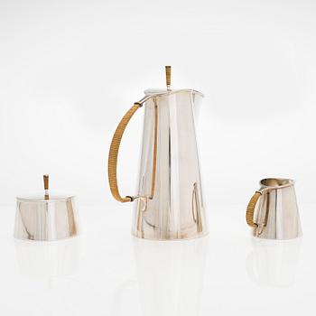 A 3 piece silver coffee set, Kultateollisuus Oy, Turku 1957.