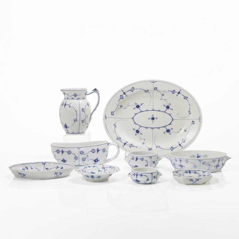 Royal Copenhagen, Thirteen service pieces, 'Musselmalet Riflet', Denmark, 19th–20th century.