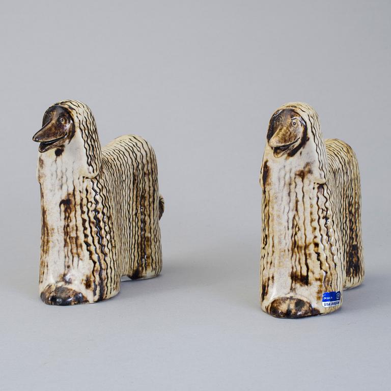 LISA LARSON, 2 st figuriner "Afghan", Gustavsberg, stengods. Ur serien "Kennel", formgiven 1972.