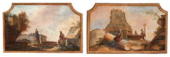 1015. Johan Pasch Attributed to, Landscape with ruins and figures (2).