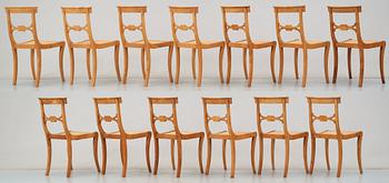 A set of 13 Swedish Empire chairs by J. P. Grönvall.