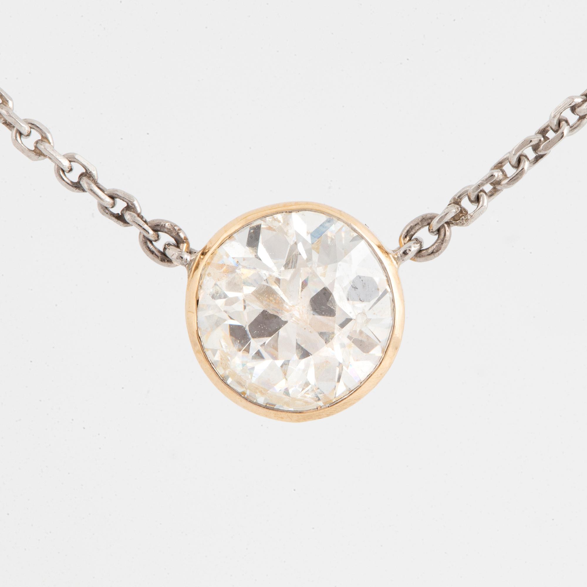 Old-cut 2 ct diamond necklace.