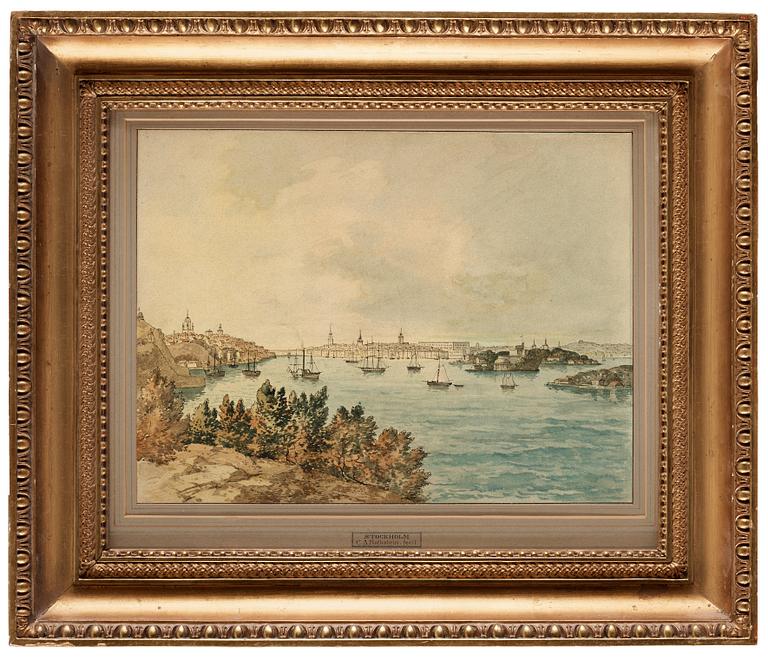 Carl Abraham Rothstén Attributed to, View of Stockholm, seen from Danviksklippan.