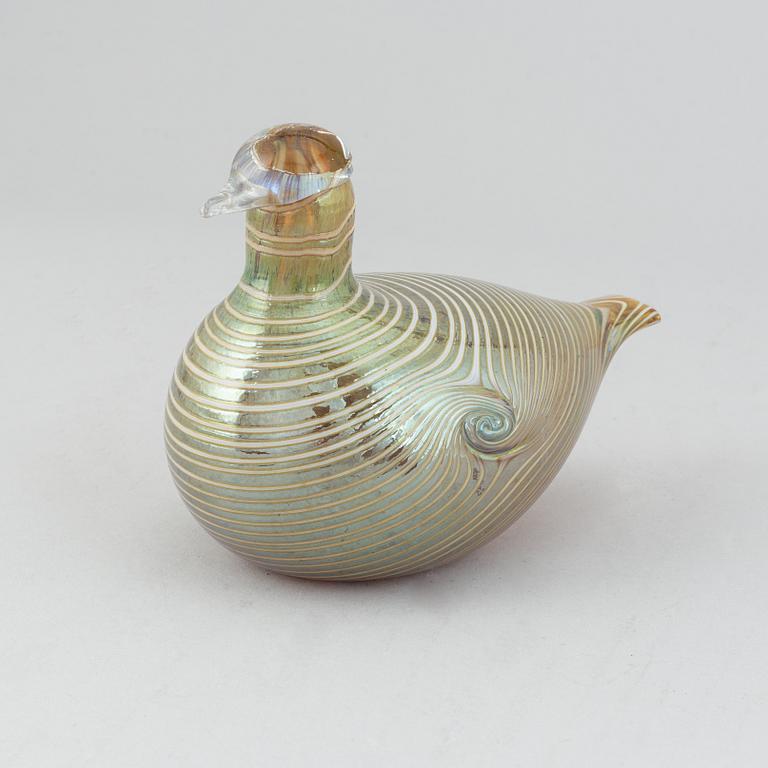 Oiva Toikka, a glass bird, signed, Nuutajärvi.