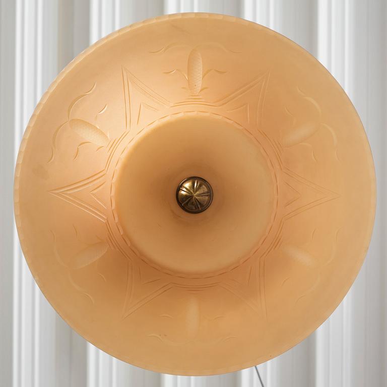 Edward Hald, & Erik Tidstrand, a ceiling lamp, Orrefors & Nordiska Kompaniet, 1920s-30s.