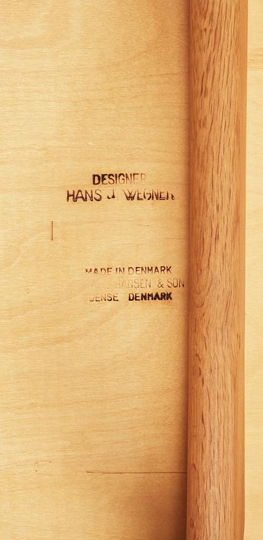 HANS J WEGNER, stolar, 6 st "Savbukkestolen", Carl Hansen & Son, Odense, Danmark 1950-60-tal.
