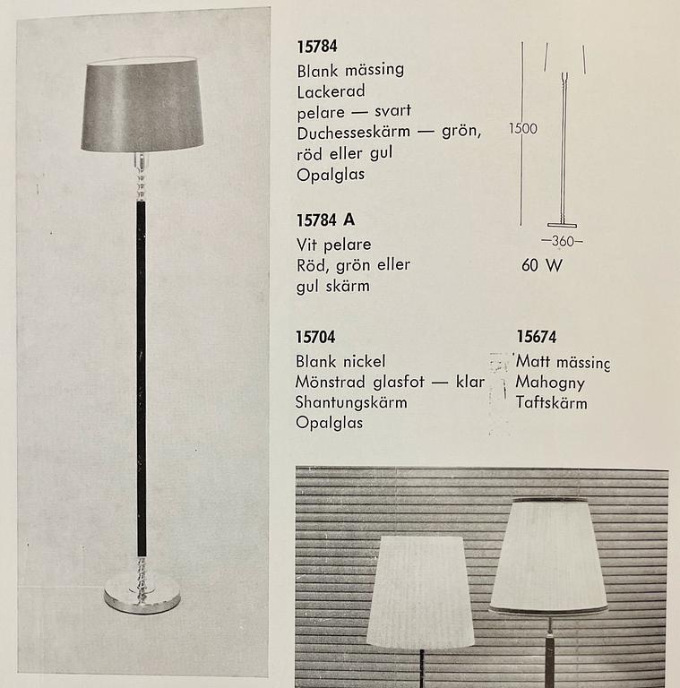 Harald Notini, or Uno Westerberg, a pair of floor lamps model "15784", Arvid Böhlmarks Lampfabrik, 1960s.