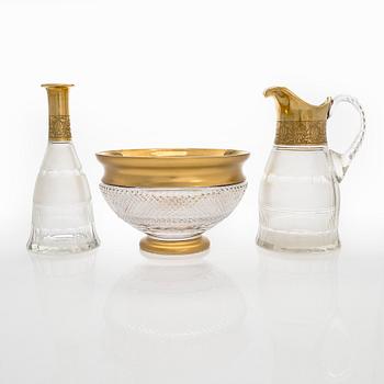 A set of three glass service parts, Moser, Czech Republic.