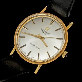HERRARMBANDSUR, 18k guld, Tissot, "Seastar Seven", 1900-tal. Vikt 32 g.