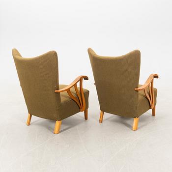 Armchairs, a pair, 1940s Swedish Modern.