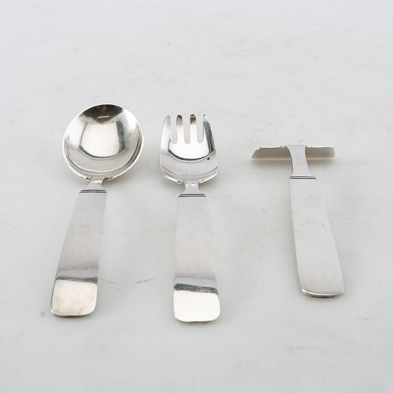W.A. Bolin, children's cutlery, 3 pieces, silver, Stockholm, 1998.