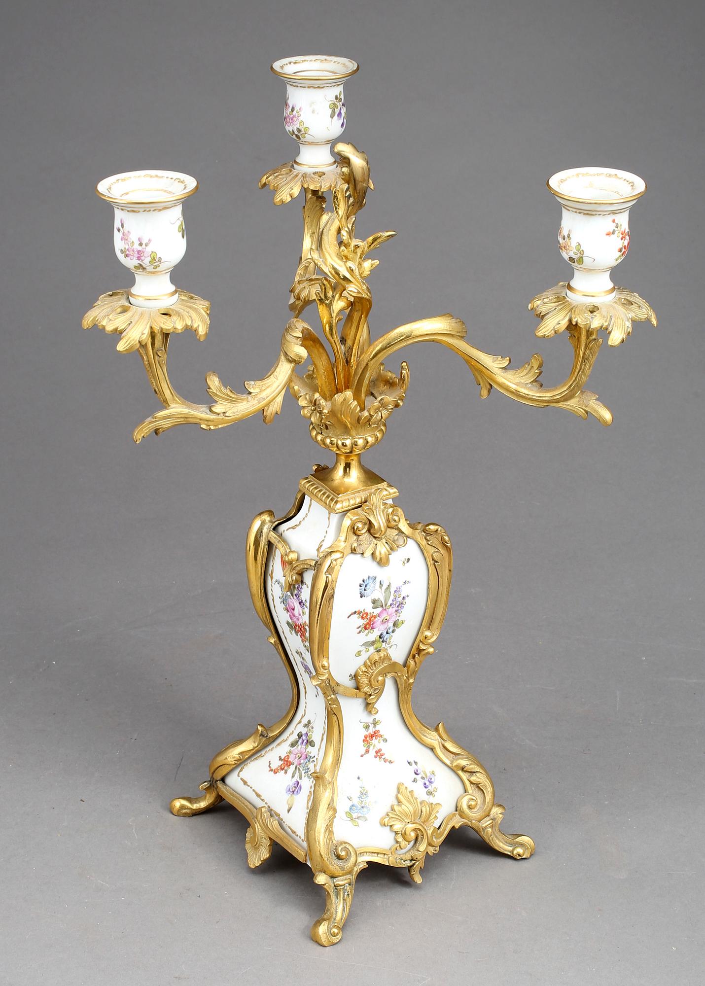KANDELABER, porslin, sent 1800-tal.